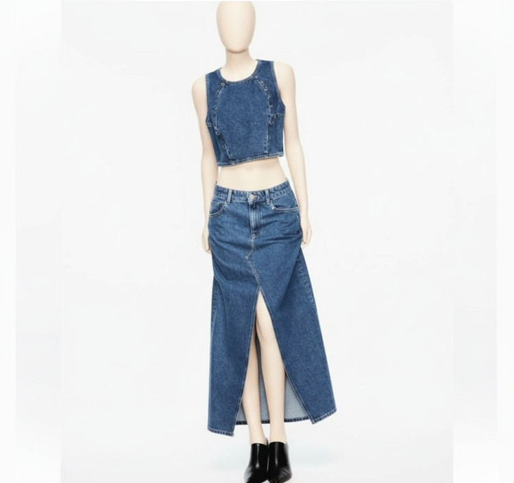 دامن جین بلند PULL&BEAR